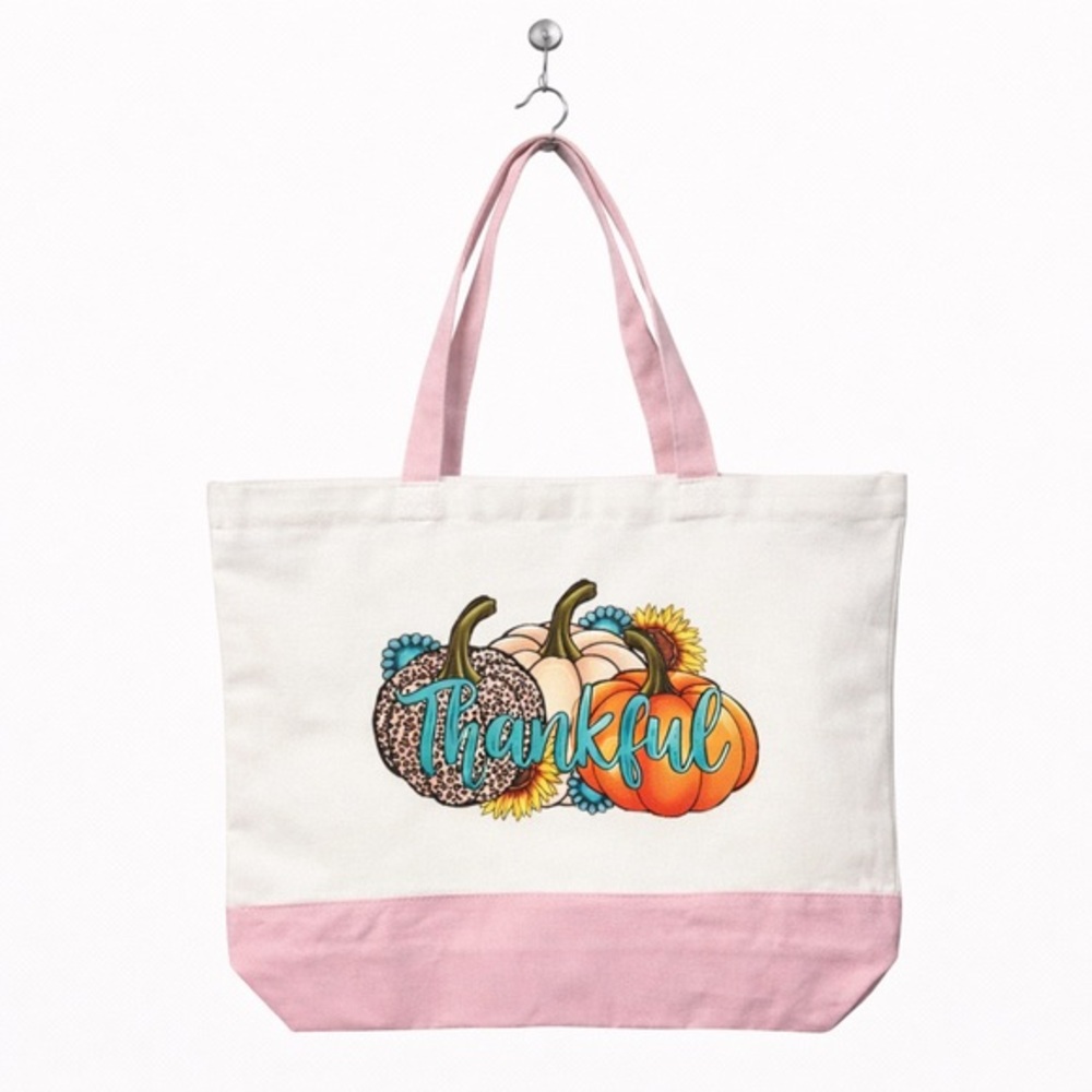“Thankful” / Fall Canvas Tote Bag - Fall/Autumn Design